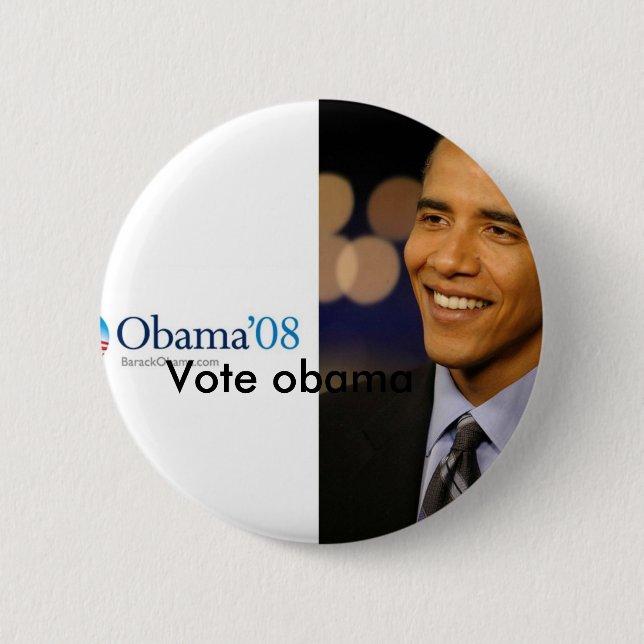 Barack Obama &apos;08 Desktop Wallpaper, Vote o... 2 Inch Round Button (Front)