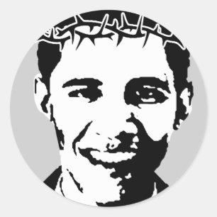 Barack Obama as Jesus Classic Round Sticker