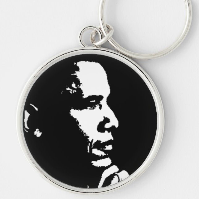 Barack Obama Black & White Profile Keychain (Front)