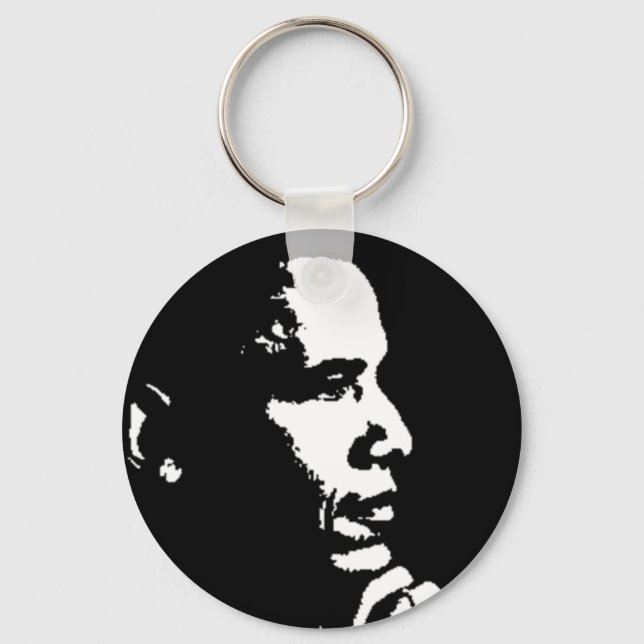 Barack Obama Black & White Profile Keychain (Front)