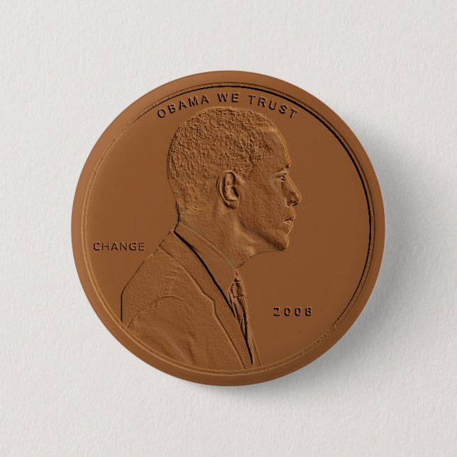 Barack Obama Bronze Penny Circular Button (Front)