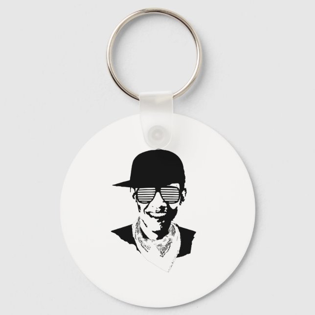 Barack Obama Cap Bandana Glasses Keychain (Front)