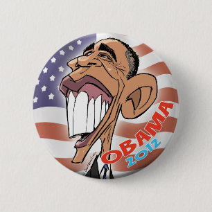 Barack Obama Cartoon Caricature Button