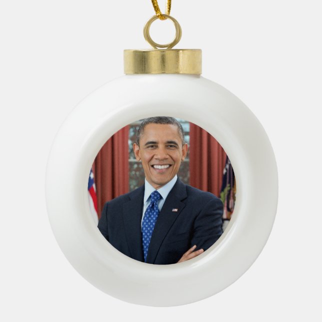 Barack Obama Ceramic Ball Christmas Ornament (Front)