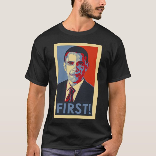 Barack Obama D'ABORD ! T-shirt court noir de (Devant)