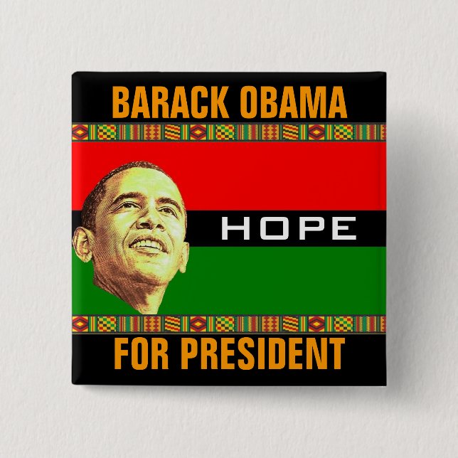 Barack Obama Hope 2 Inch Square Button (Front)