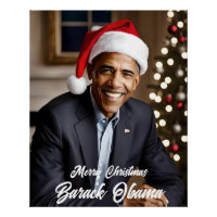 Barack Obama in Santa Hat Christmas