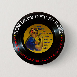 BARACK OBAMA INAUGURATION VINYL 2 INCH ROUND BUTTON