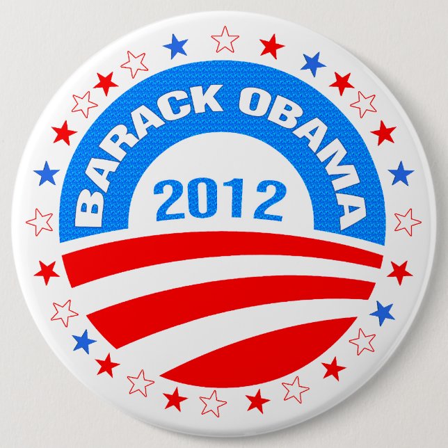 Barack Obama  Logo 2012-Diamond Pattern Texture 6 Inch Round Button (Front)