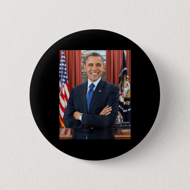 Barack Obama Photo 44th President Potus Patriotic  2 Inch Round Button (Front)