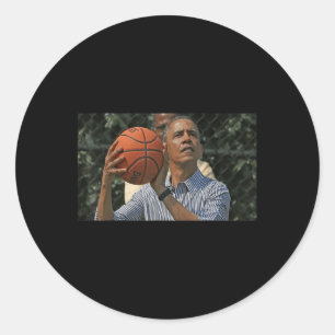 Barack Obama Playing Basketball Presidential Classic Round Sticker