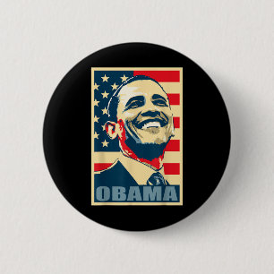 Barack Obama President 44 American Flag Happy Demo 2 Inch Round Button
