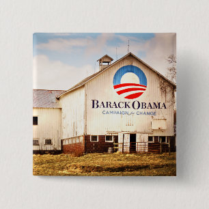 Barack Obama Presidential Campaign Barn 2 Inch Square Button