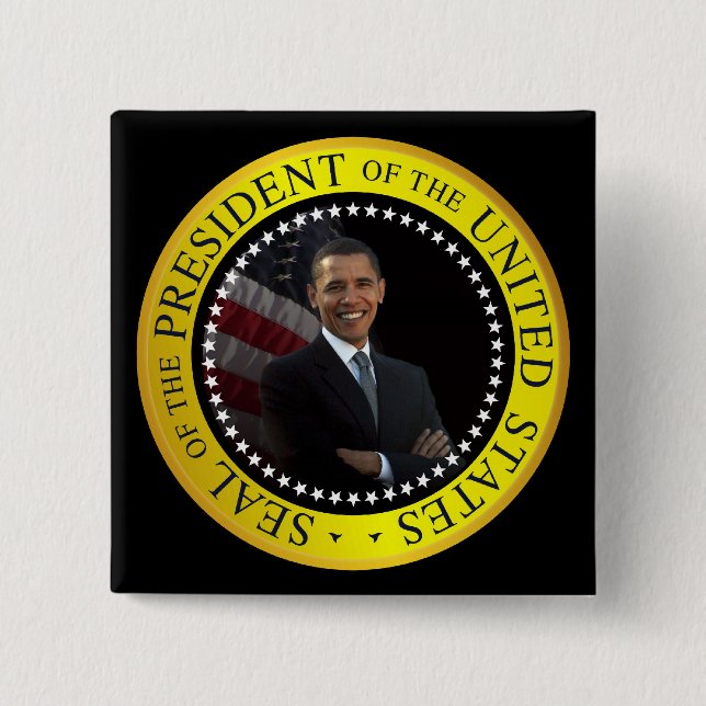 Barack Obama - Presidential Seal 2 Inch Square Button (Front)