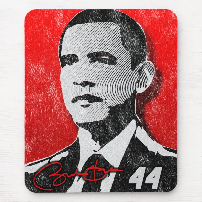 Barack Obama Red Portrait Mouse Pad (Front)
