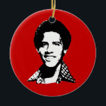 Barack Obama retro Ceramic Ornament<br><div class="desc">PoliticalT-shirts.com: Browse the full spectrum of political gifts and apparel. Political bumper stickers,  hoodies,  buttons,  magnets,  mugs,  posters,  and more. Choose Republican,  Democrat,  Liberal,  or Conservative Humour Tees,  and 2010 Campaign Gear & 2012 Campaign Gear.</div>