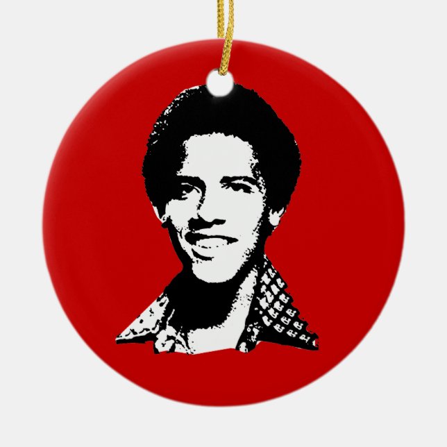 Barack Obama retro Ceramic Ornament (Front)