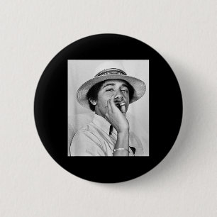 Barack Obama Retro Vintage Young Obama Smoking In 2 Inch Round Button