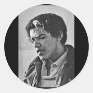 Barack Obama Retro Vintage Young Obama Smoking In  Classic Round Sticker