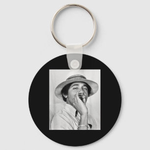 Barack Obama Retro Vintage Young Obama Smoking In Keychain
