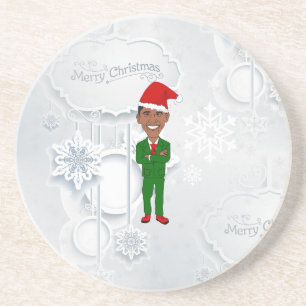 barack obama santa coaster