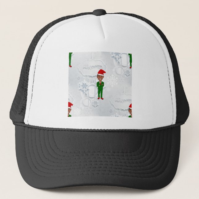 barack obama santa trucker hat (Front)