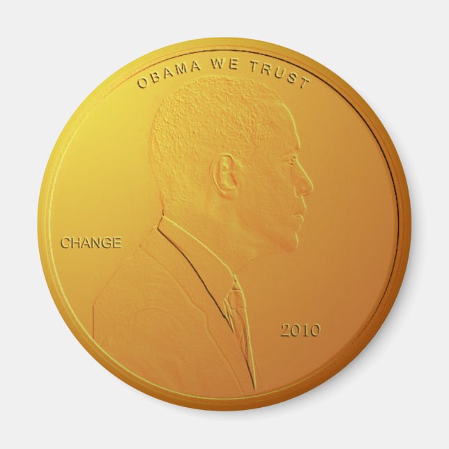 Barack Obama Shiny Penny Circulaire Magnet (Devant)