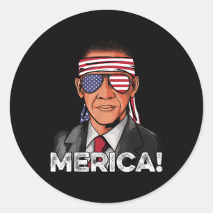 Barack Obama Shirt American Flag Sungles Usa 4th O Classic Round Sticker
