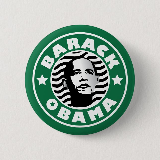 Barack Obama Star Caffeine 2 Inch Round Button (Front)
