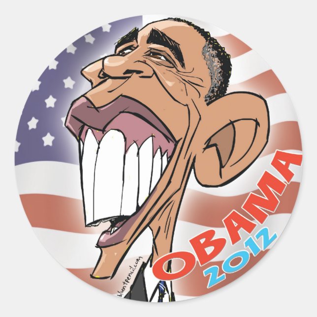 Barack Obama Sticker (20 pack) Cartoon Caricature (Front)