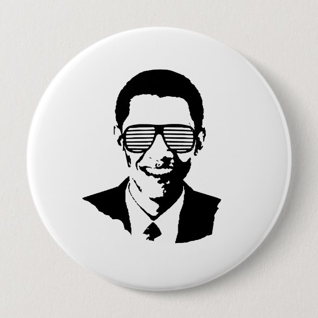 BARACK OBAMA SUNGLASSES STRIPES -.png 4 Inch Round Button (Front)