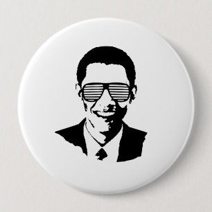 BARACK OBAMA SUNGLASSES STRIPES -.png 4 Inch Round Button