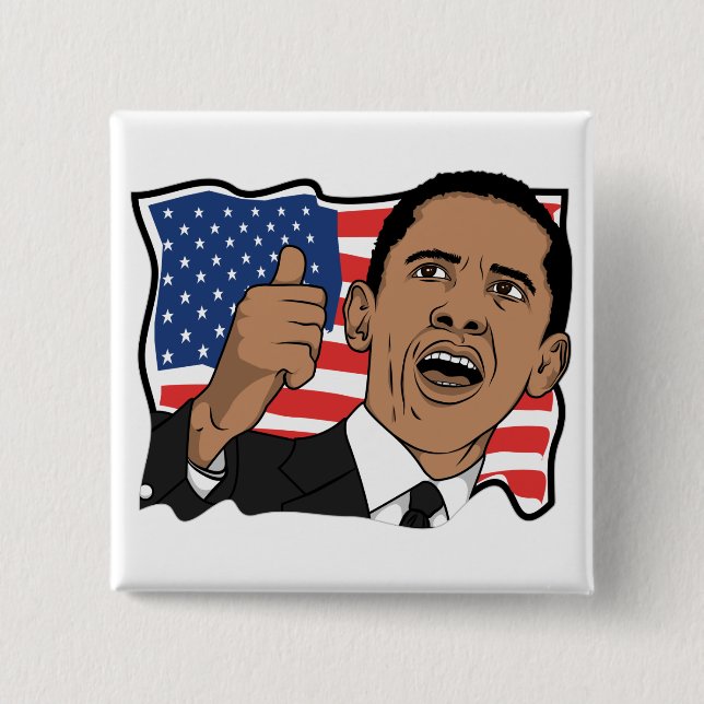 Barack Obama Thumbs Up 2 Inch Square Button (Front)