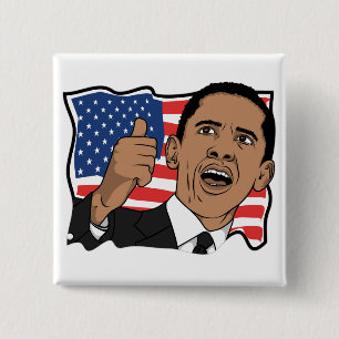 Barack Obama Thumbs Up 2 Inch Square Button