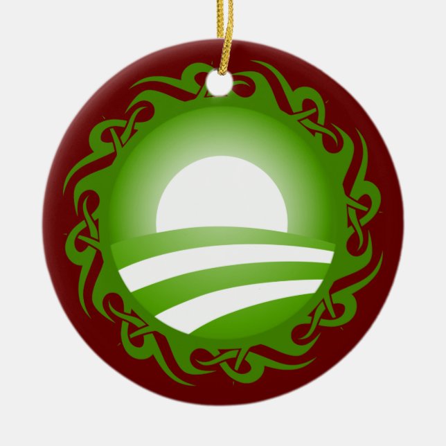 barack obama : tribal logo ceramic ornament (Front)