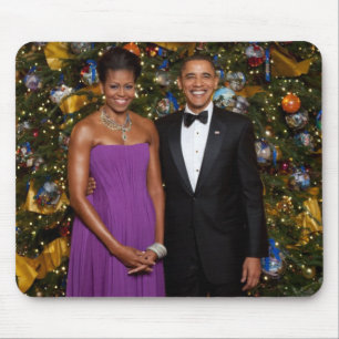 Barack Obama US President White House Christmas Mouse Pad