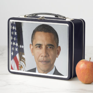 Barack Obama US President White House Portrait  Metal Lunch Box