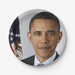 Barack Obama US President White House Portrait  Paper Plate