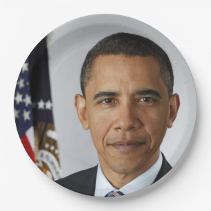 Barack Obama US President White House Portrait  Paper Plate