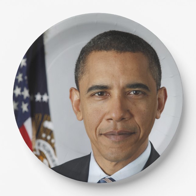 Barack Obama US President White House Portrait  Paper Plate (Front)