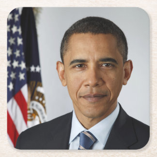 Barack Obama US President White House Portrait Square Paper Coaster