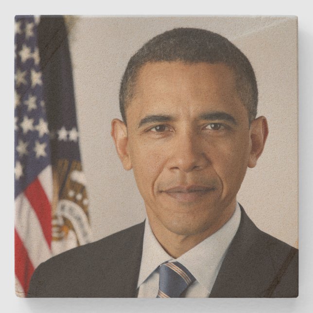 Barack Obama US President White House Portrait  Stone Coaster (Front)