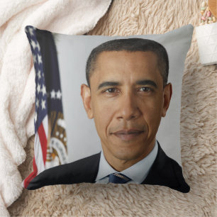 Barack Obama US President White House Portrait  Throw Pillow