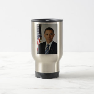 Barack Obama US President White House Portrait Travel Mug