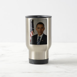 Barack Obama US President White House Portrait Travel Mug