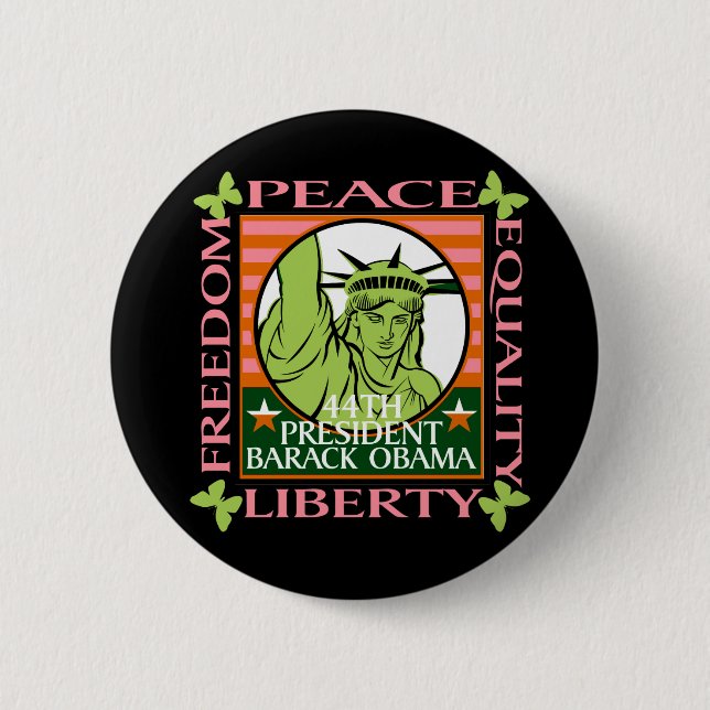 BARACK OBAMA WINS! 2 INCH ROUND BUTTON (Front)