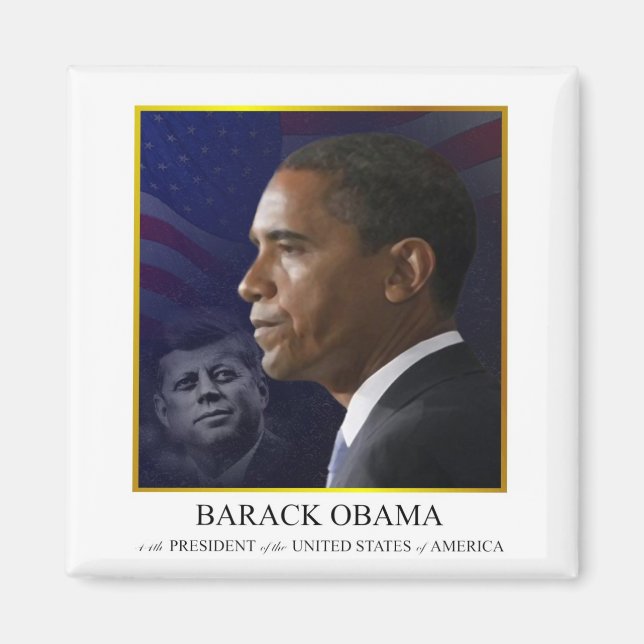 Barack Obama with JFK - Magnet (Front)