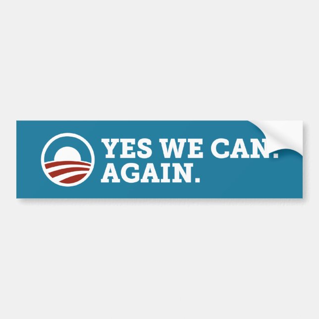 Barack Obama Yes We Can Again Bumper Sticker Blue (Front)