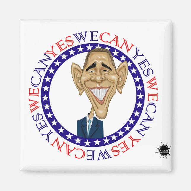 Barack Obama Yes We Can - Red and Blue Magnet (Front)