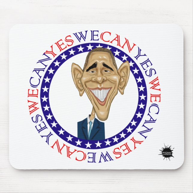 Barack Obama Yes We Can - Red and Blue Mouse Pad (Front)
